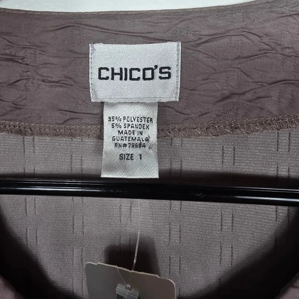 Chico's Taylor Jacket Women Size S‎ Brindle Brown Textured Travelers Open Front